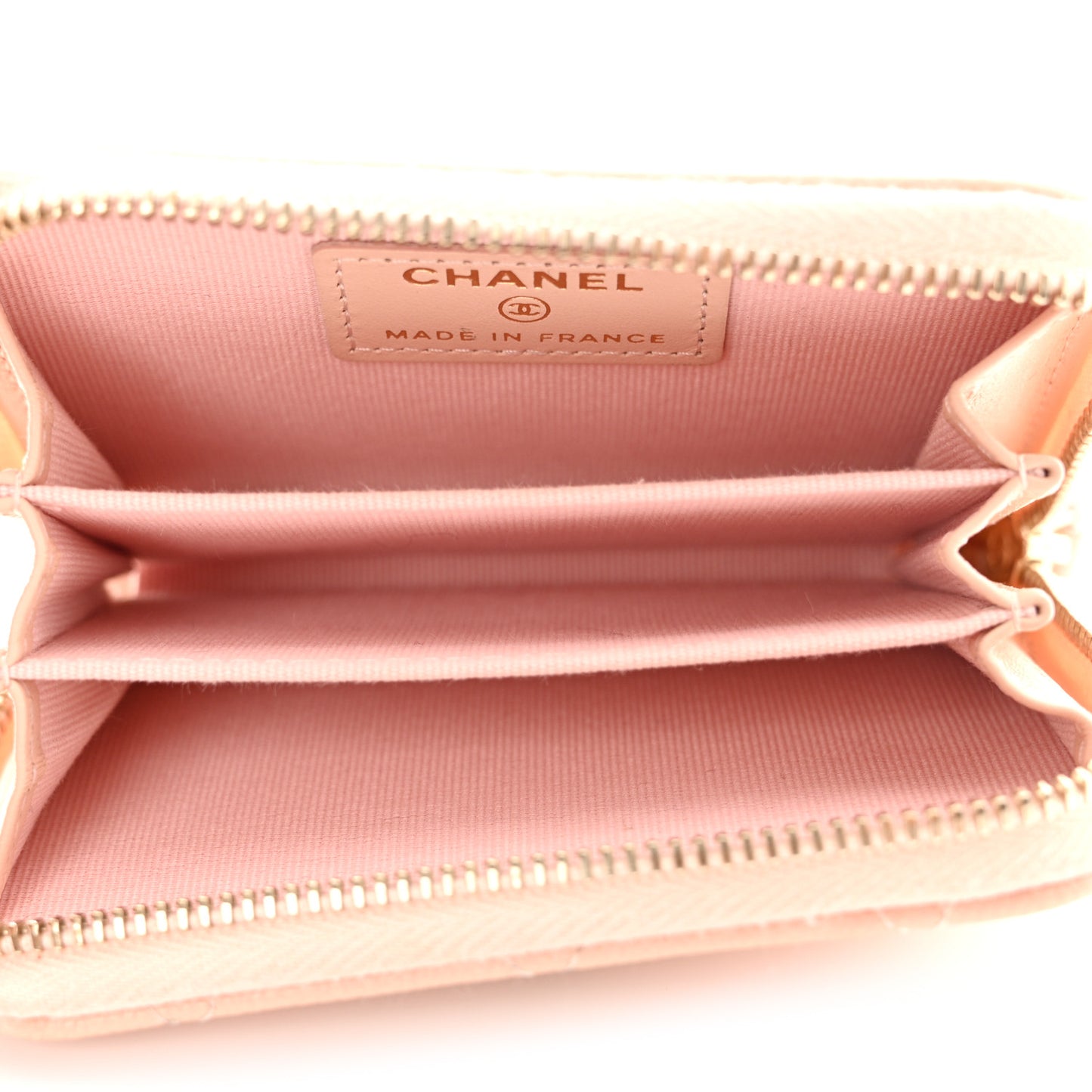 Caviar Quilted Zip Around Coin Purse Light Pink