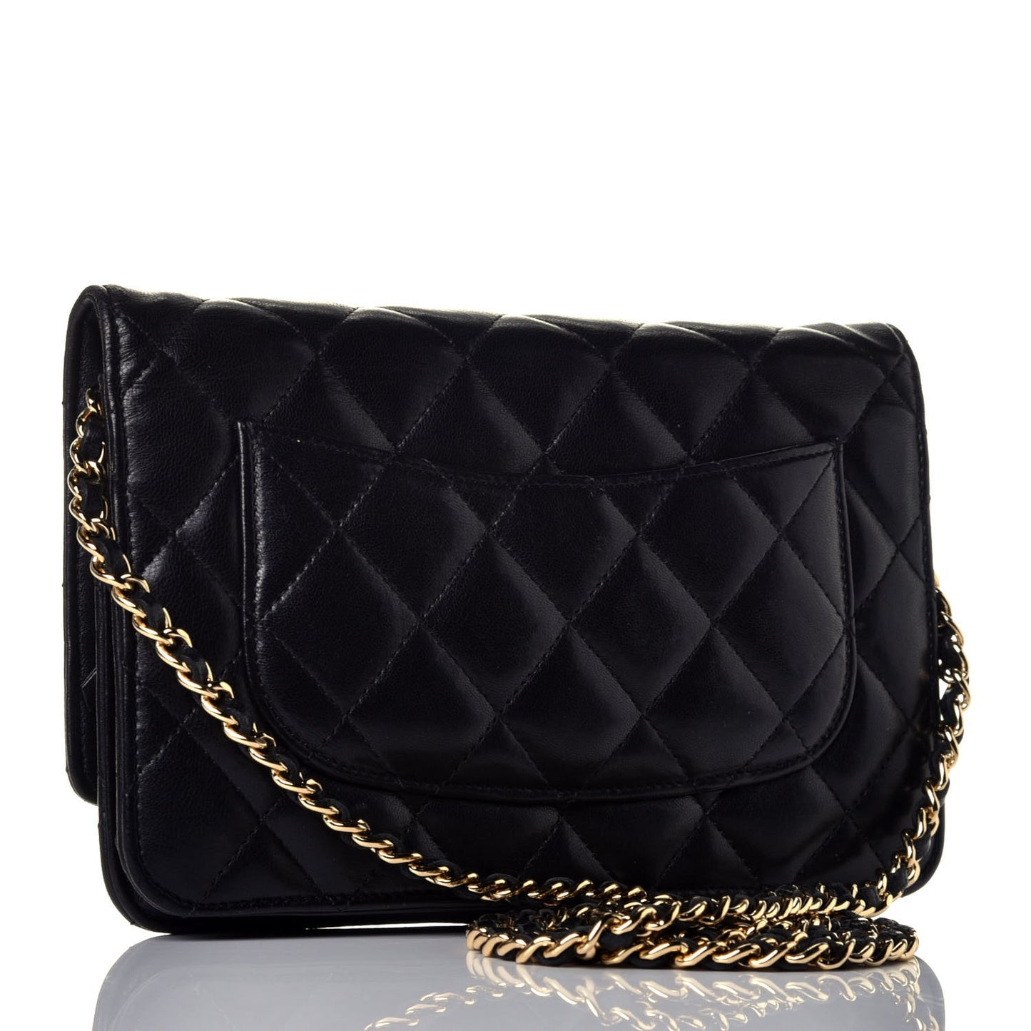 Lambskin Quilted Wallet On Chain WOC Black
