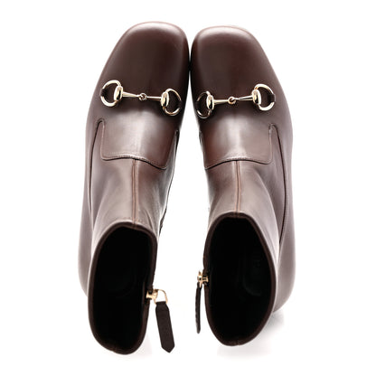 Gucci Nappa Horsebit Ankle Boots 38 New Chocolate 5 of 9