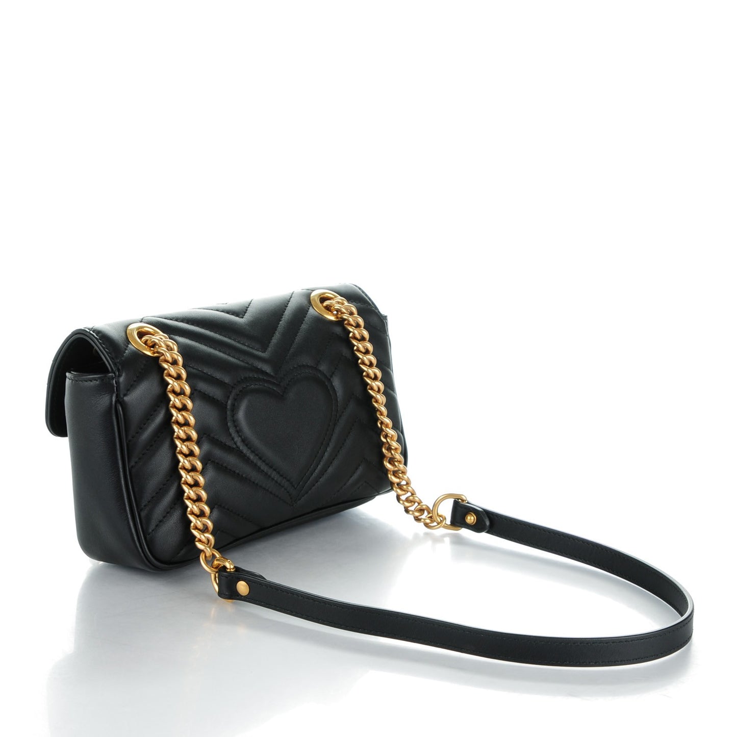 Calfskin Matelasse Mini GG Marmont Shoulder Bag Black