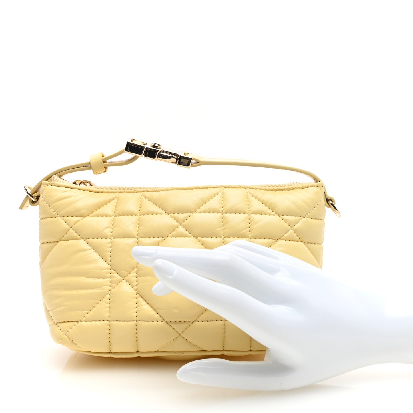 Calfskin Macrocannage Small Diortravel Nomad Pouch Pale Yellow