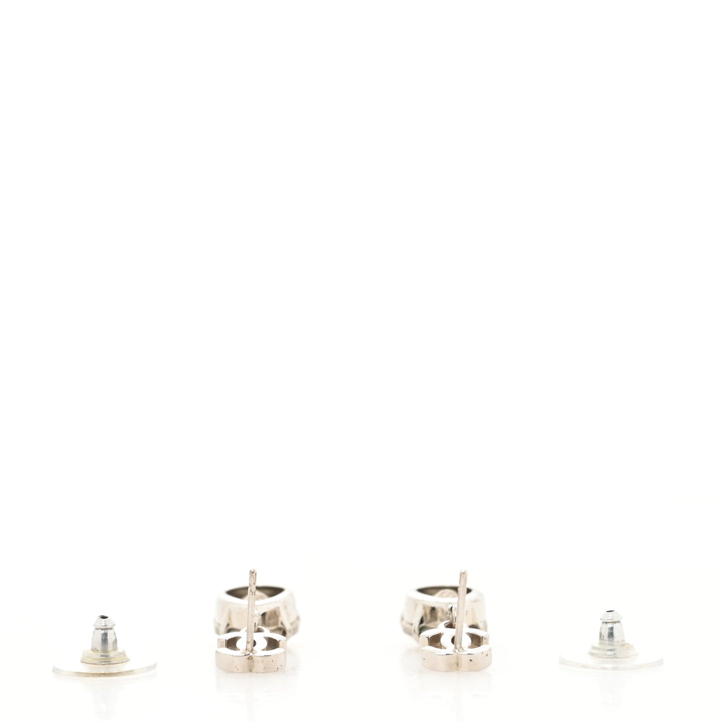 Crystal CC Tear Drop Earrings Silver