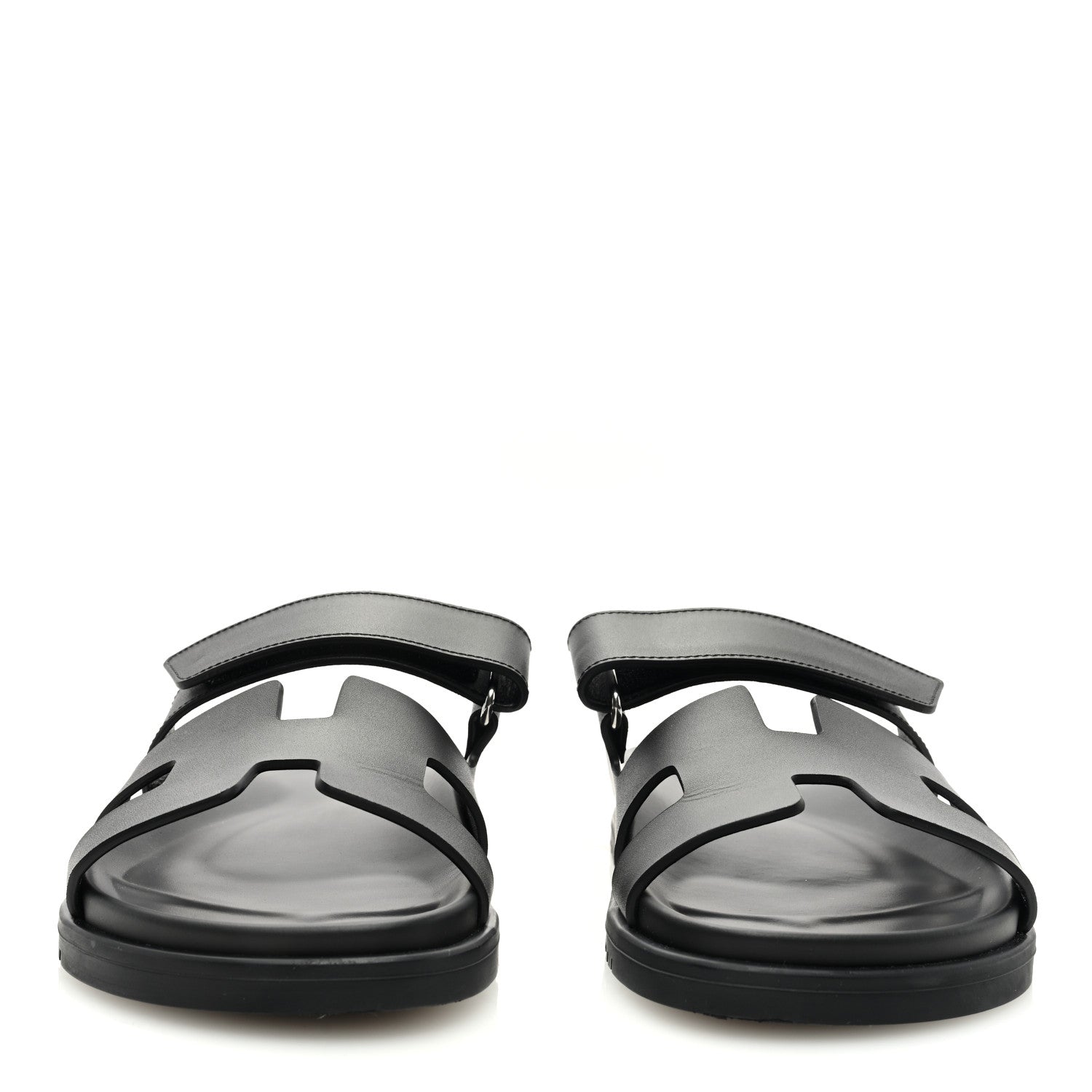 Hermes Calfskin Womens Chypre Sandals 37.5 Black 3 of 8