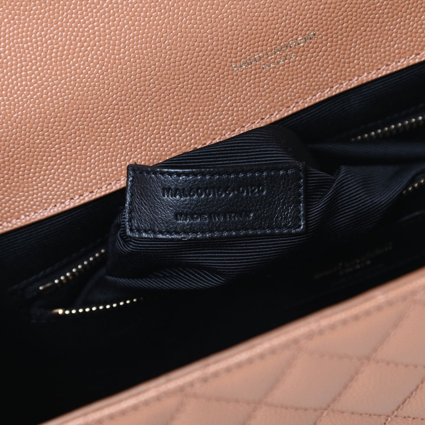 Grain De Poudre Textured Mixed Matelasse Triquilt Large Monogram Satchel Dune