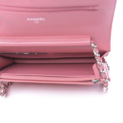 Chanel Caviar Chevron Quilted Wallet On Chain WOC Pink 5 of 12