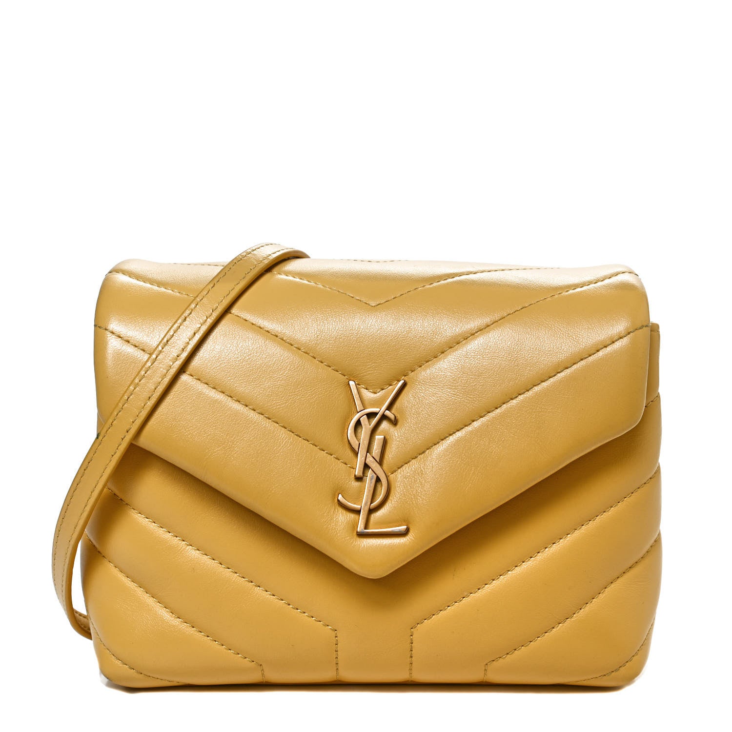 Saint Laurent Calfskin Y Quilted Monogram Toy Loulou Crossbody Bag Sunflower 1 of 11