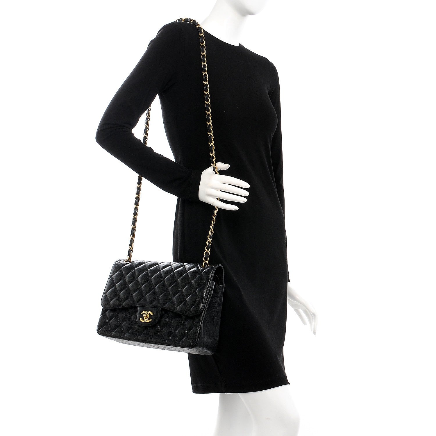 Chanel Caviar Quilted Jumbo Double Flap Black 2 of 12