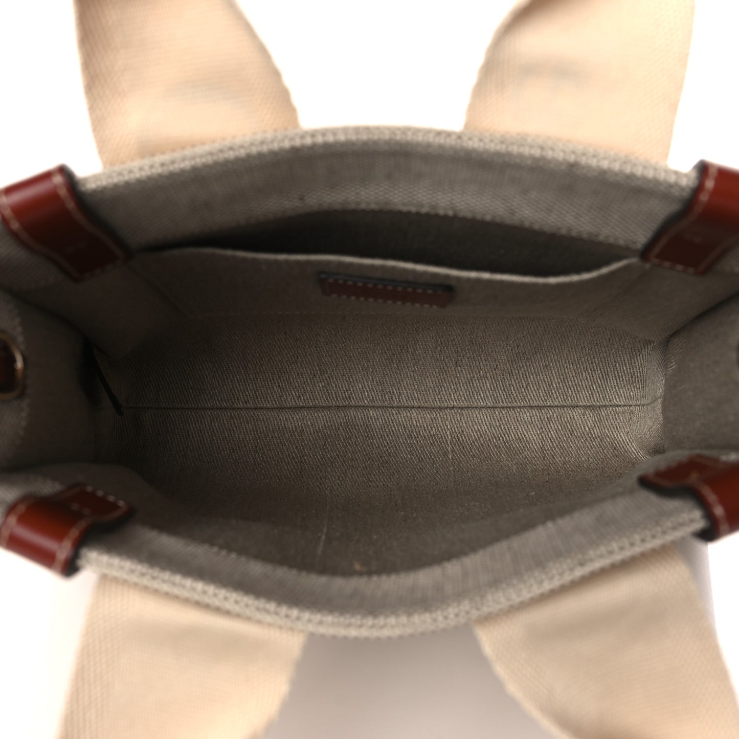Cotton Calfskin Small Woody Ribbon Tote With Strap White Brown