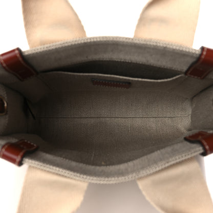 Chloe Cotton Calfskin Small Woody Ribbon Tote With Strap White Brown 5 of 9