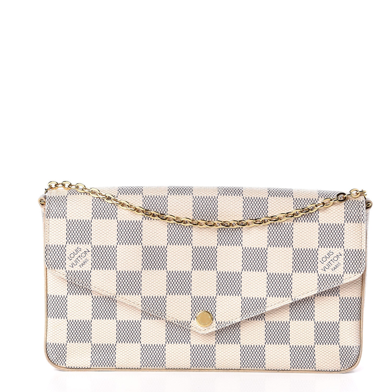 Louis Vuitton Damier Azur Pochette Felicie Chain Wallet Rose Ballerine 1 of 13
