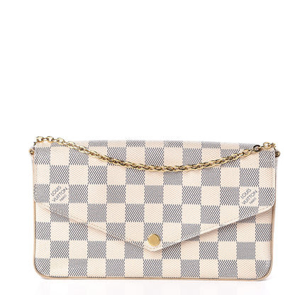 Louis Vuitton Damier Azur Pochette Felicie Chain Wallet Rose Ballerine 1 of 13