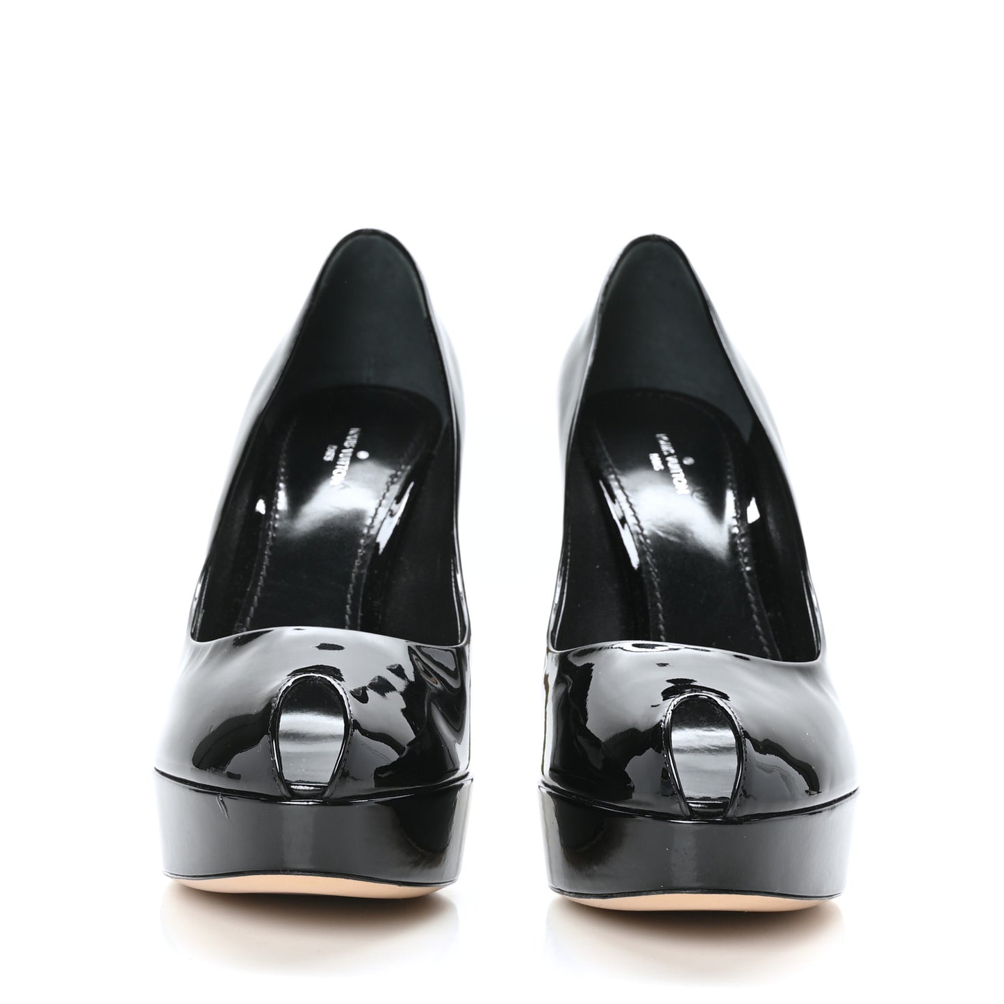 Rendez Vous Patent Open Toe Pumps 39.5 Black
