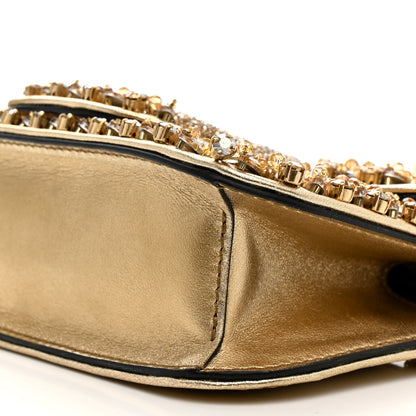 Valentino Garavani Laminated Calfskin Crystal Vlogo Small Loco Shoulder Bag Gold 10 of 13