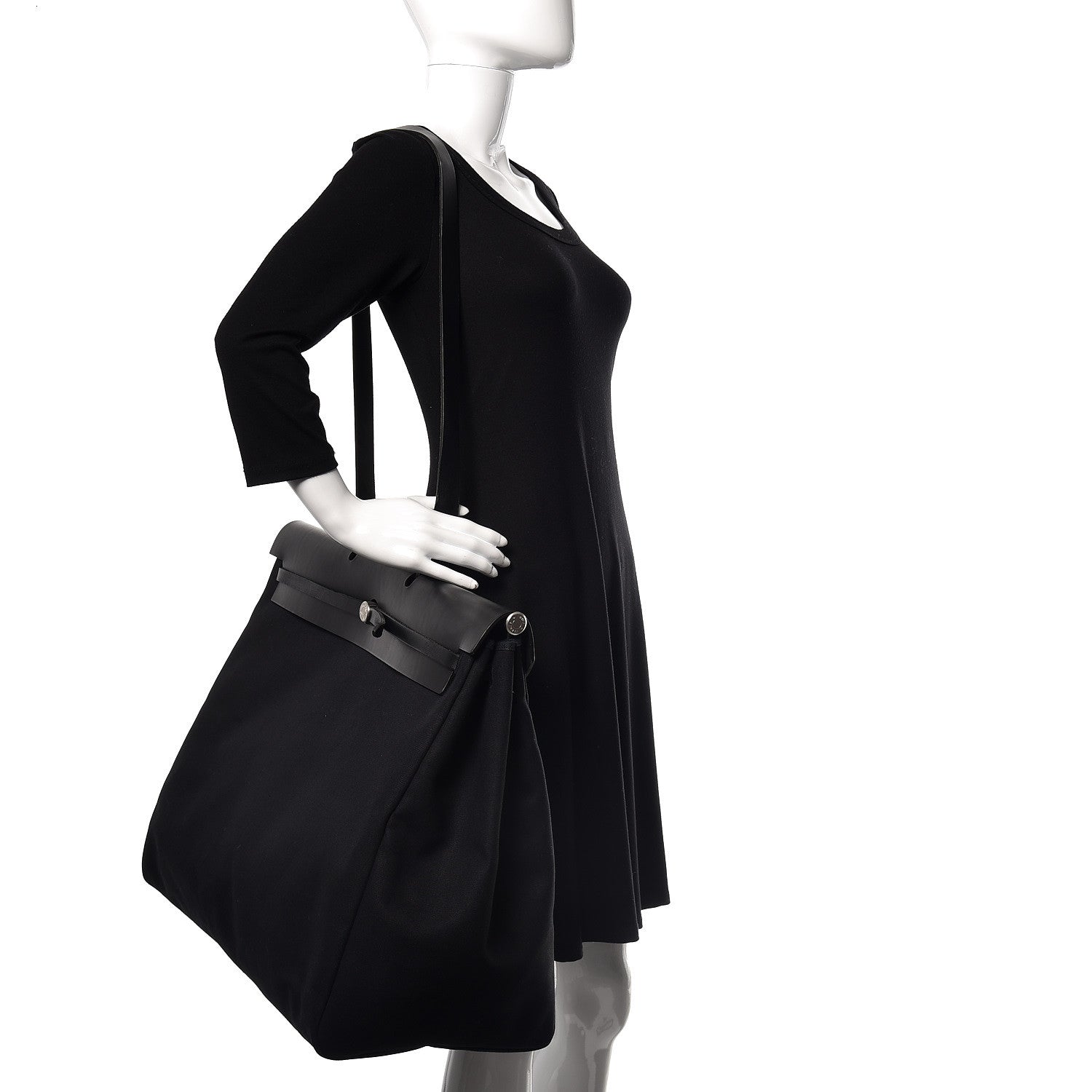 Hermes Toile Vache Calfskin Herbag Cabin Black 2 of 18