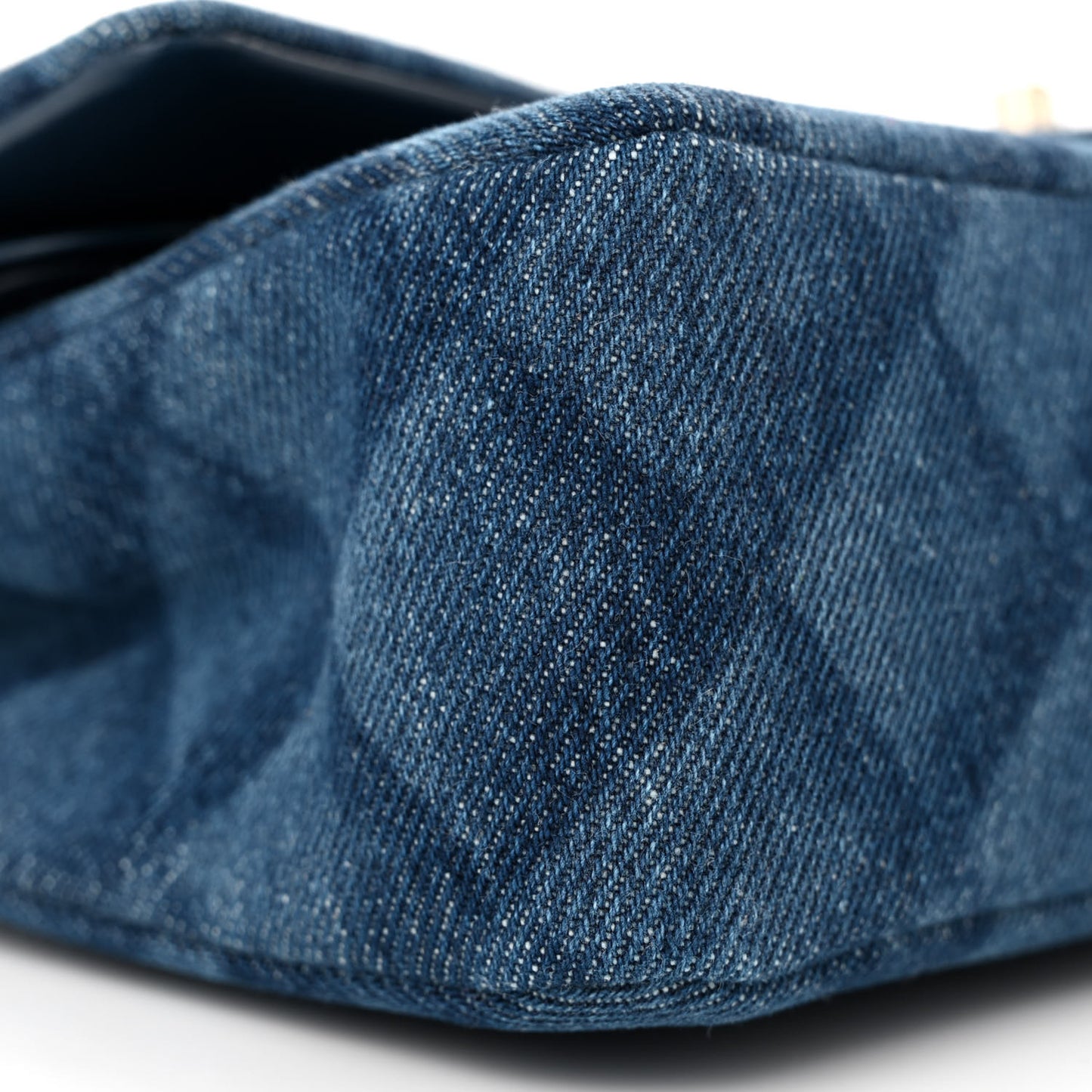 Printed Denim Quilted Medium Double Flap Dark Blue