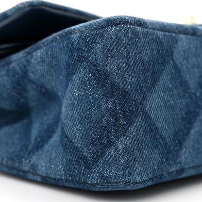 Chanel Printed Denim Quilted Medium Double Flap Dark Blue 9 of 10
