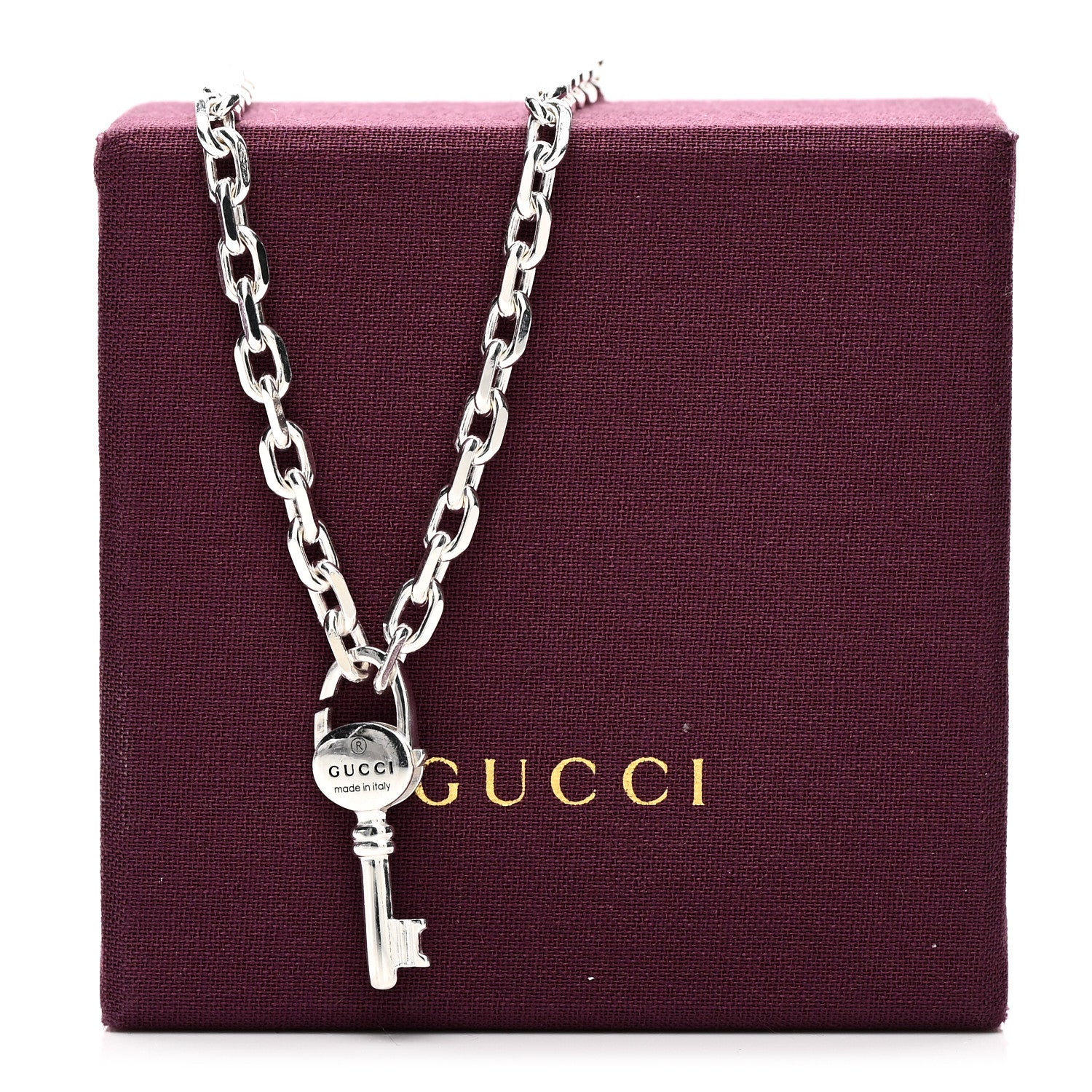 Gucci Sterling Silver Trademark Key Pendant Necklace 1828435