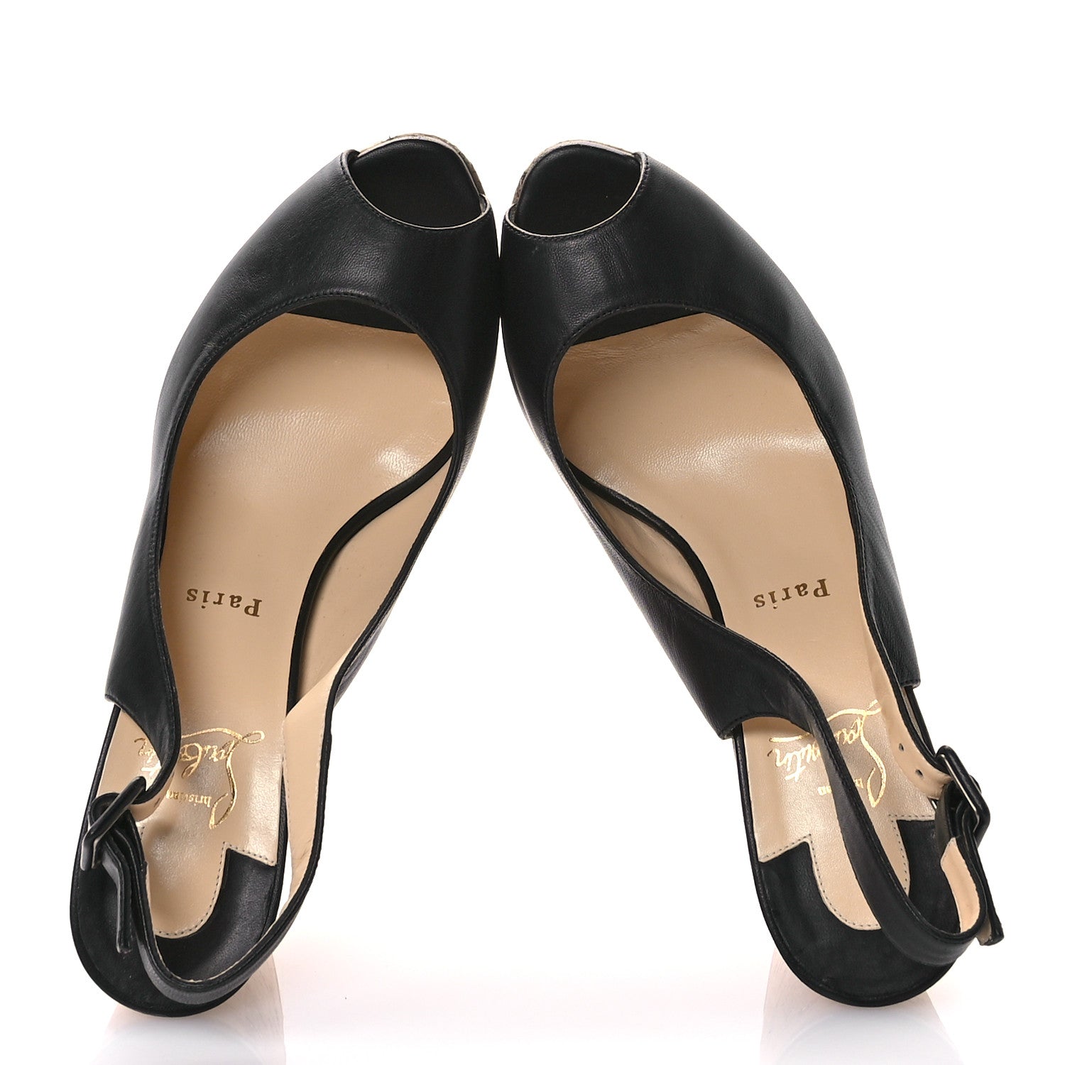 Christian Louboutin Calfskin Cork Dona Anna 120 Wedges 40 Black Natural 2 of 8