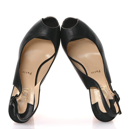 Christian Louboutin Calfskin Cork Dona Anna 120 Wedges 40 Black Natural 2 of 8