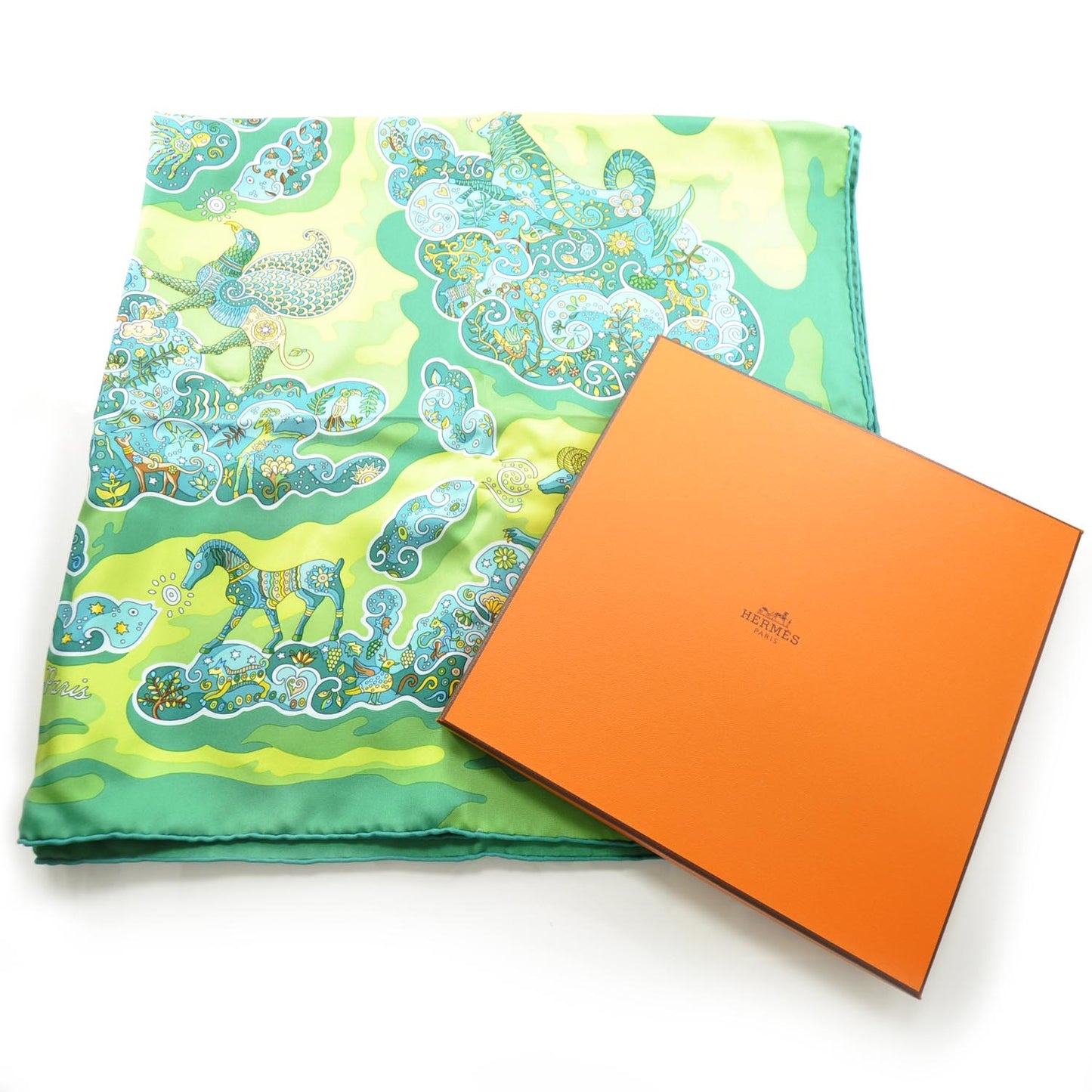 Silk Nuees Imaginaires Scarf 90 Green