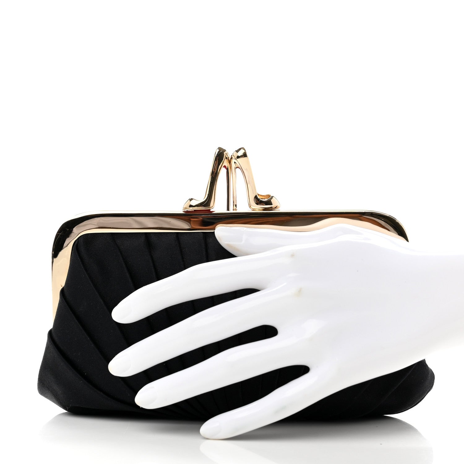 Christian Louboutin Satin Loubi Lula Mini Frame Clutch Black 2 of 6
