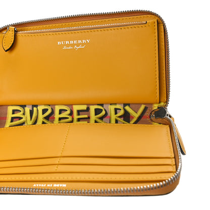 Burberry Vintage Check Graffiti Print Zip Around Wallet Yellow 5 of 8
