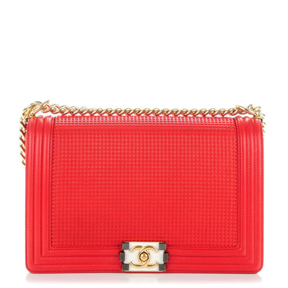Chanel Lambskin Square Quilted Large Boy Cube Flap Red 1 of 8