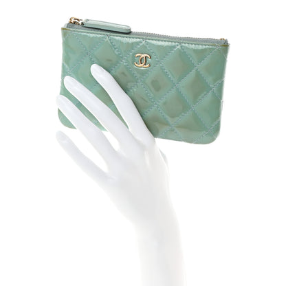 Chanel Patent Quilted Small Cosmetic Case Light Blue 2 of 11