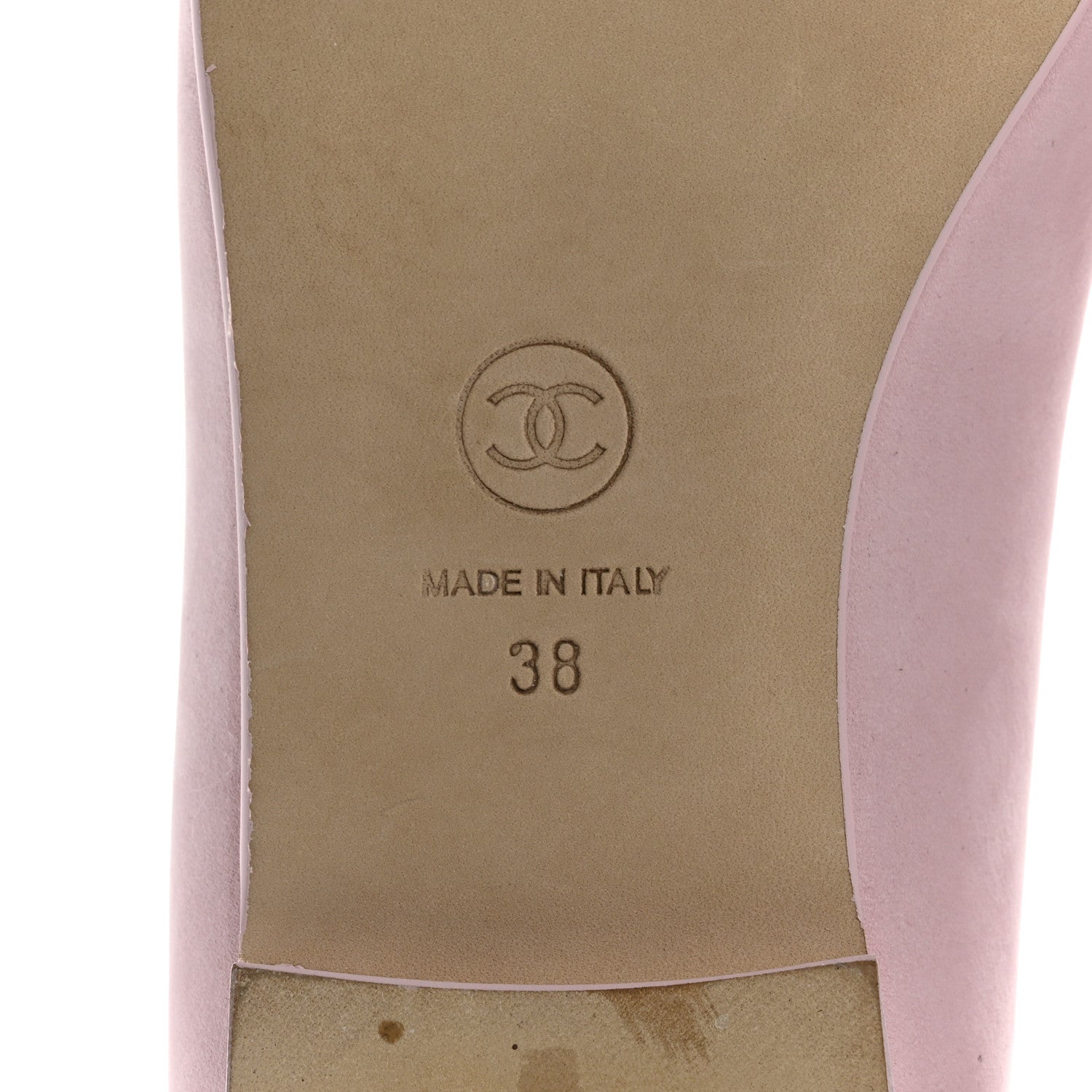 Chanel Suede Calfskin Cap Toe CC Ballerina Flats 38 Light Pink 8 of 10