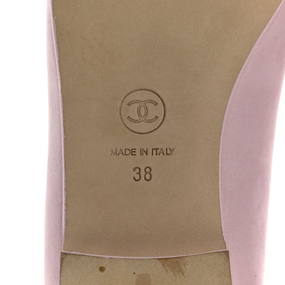 Chanel Suede Calfskin Cap Toe CC Ballerina Flats 38 Light Pink 8 of 10