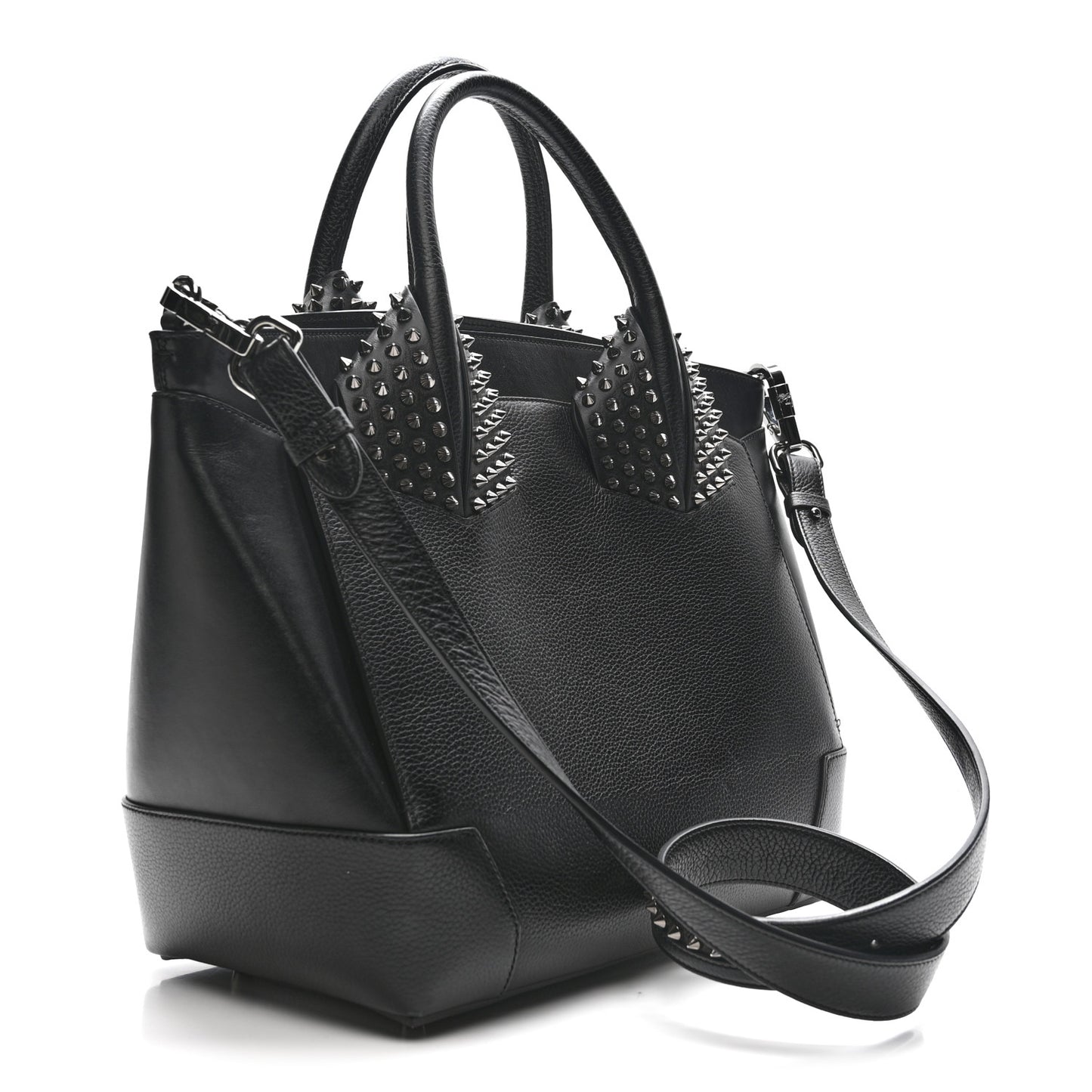 Grained Calfskin Spike Large Eloise Tote Black