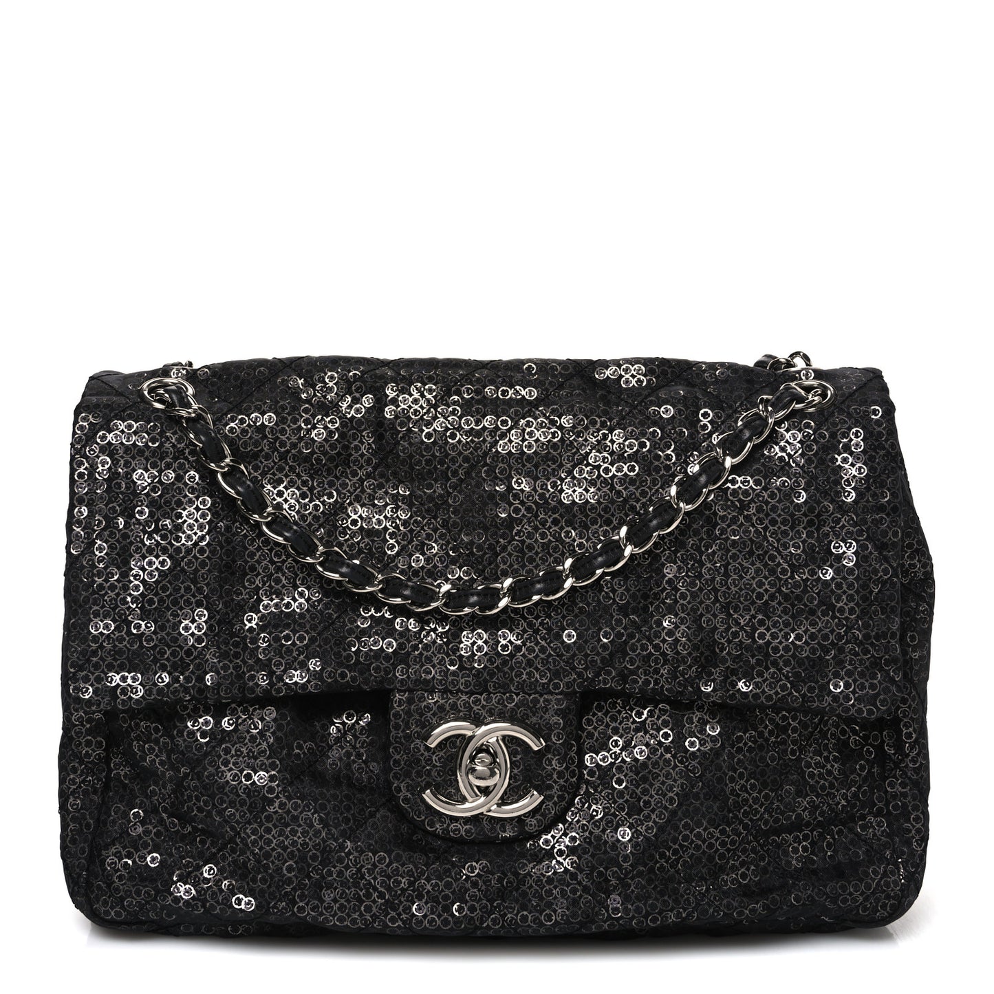 Hidden Sequin Maxi Flap Black