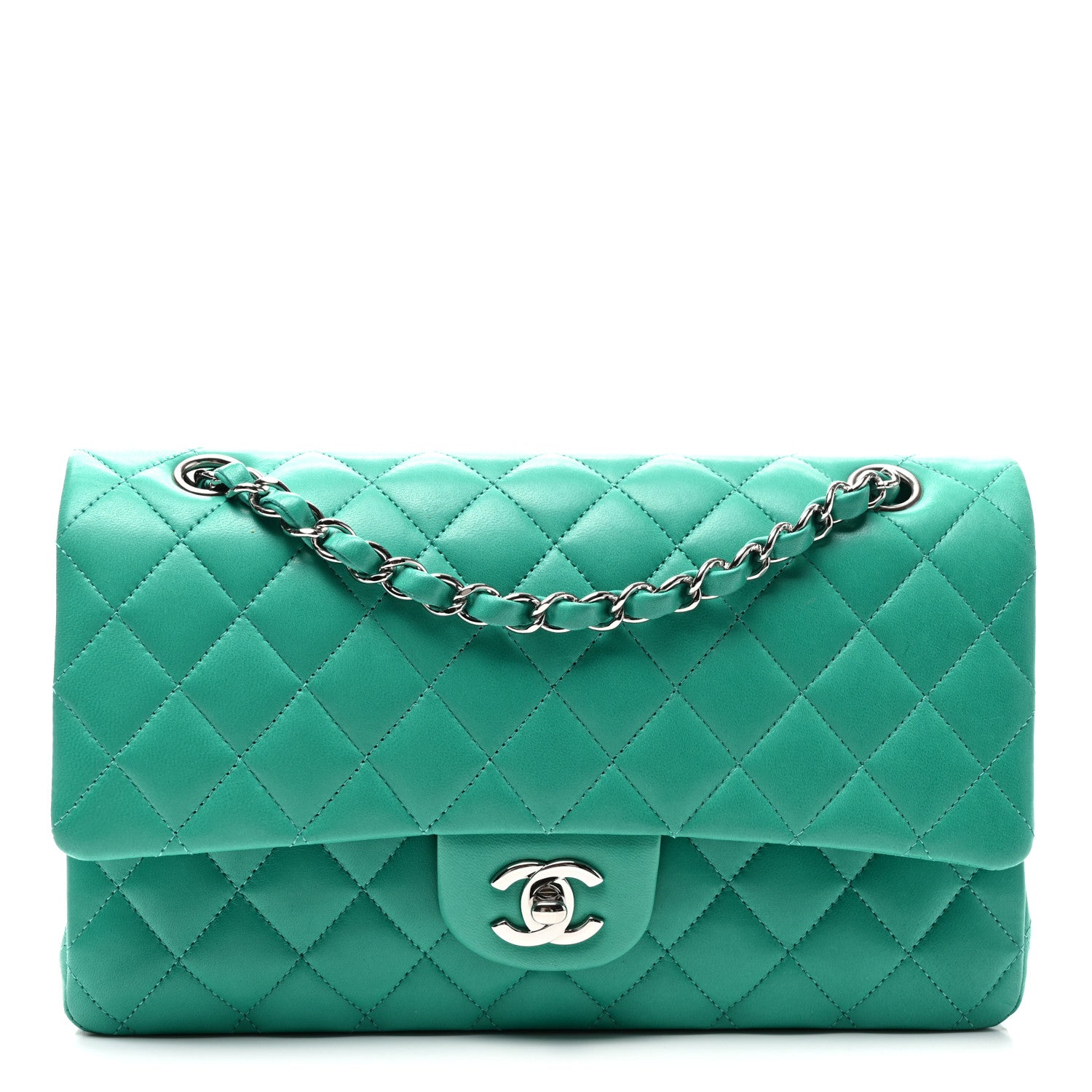 Chanel Lambskin Quilted Medium Double Flap Green 1 of 12