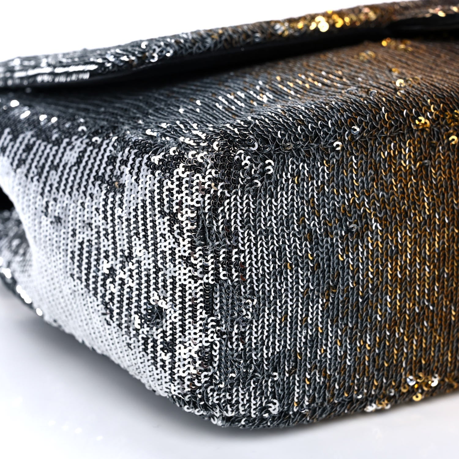 Chanel Sequin Medium Single Flap Silver Gold 9 of 10