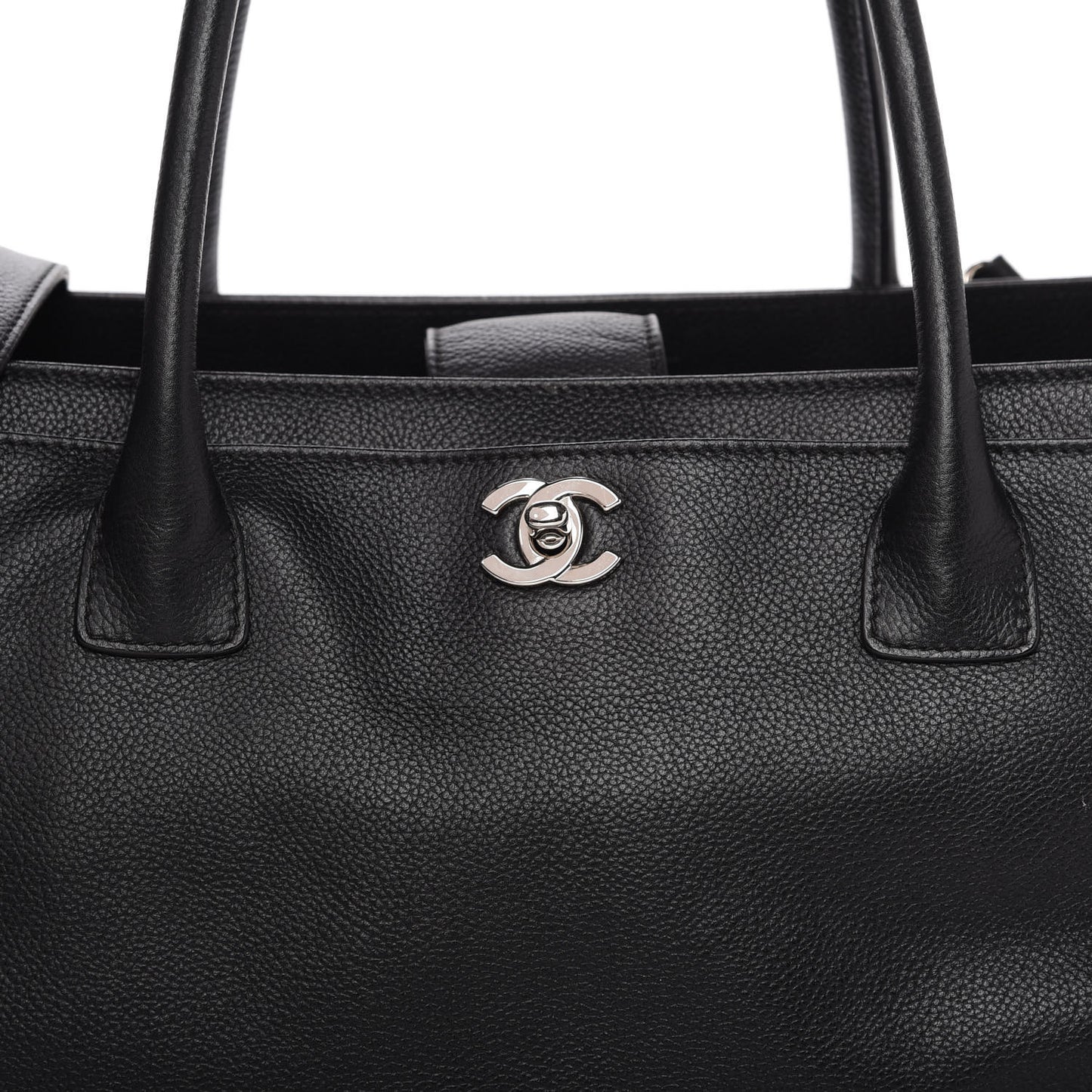 Calfskin Cerf Executive Shopper Tote Black