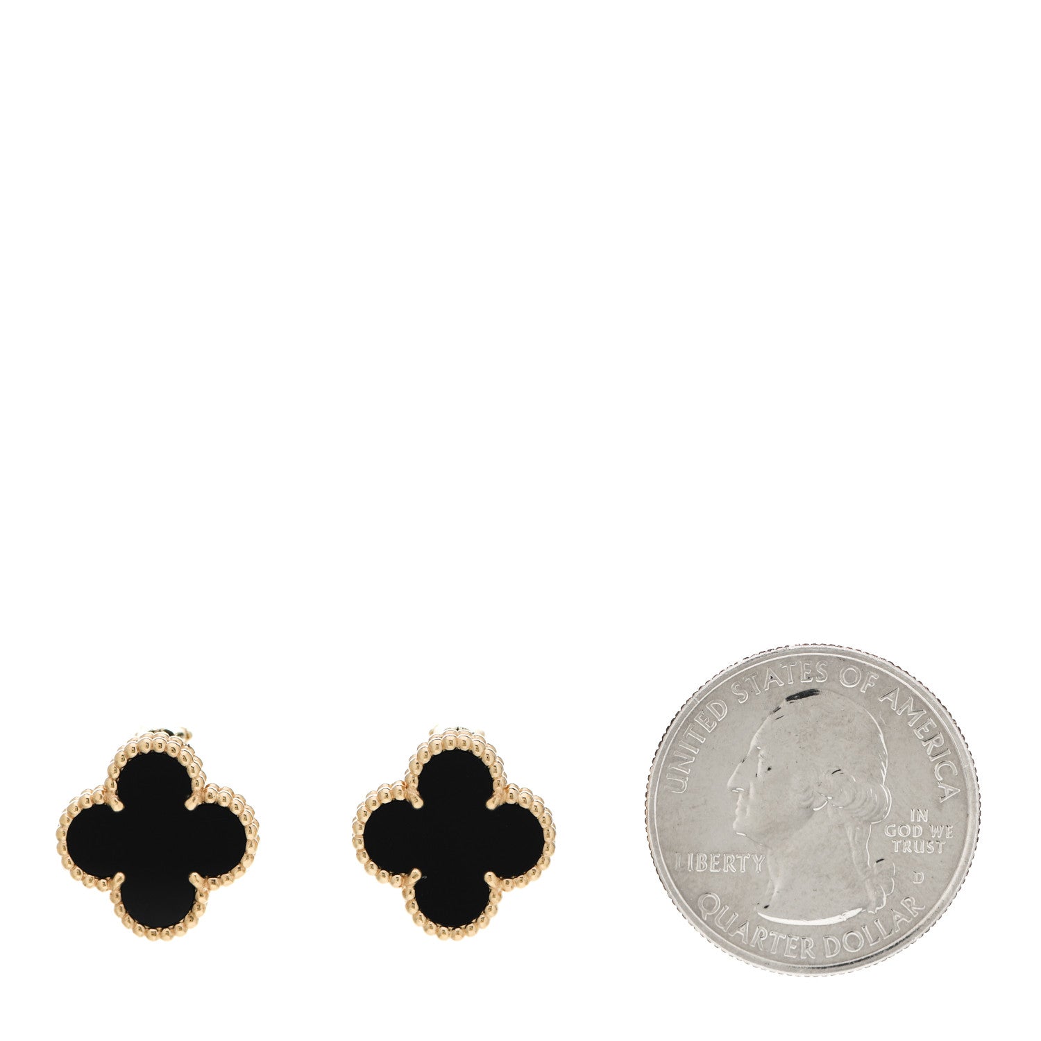 Van Cleef & Arpels 18K Yellow Gold Black Onyx Vintage Alhambra Earrings 2 of 5