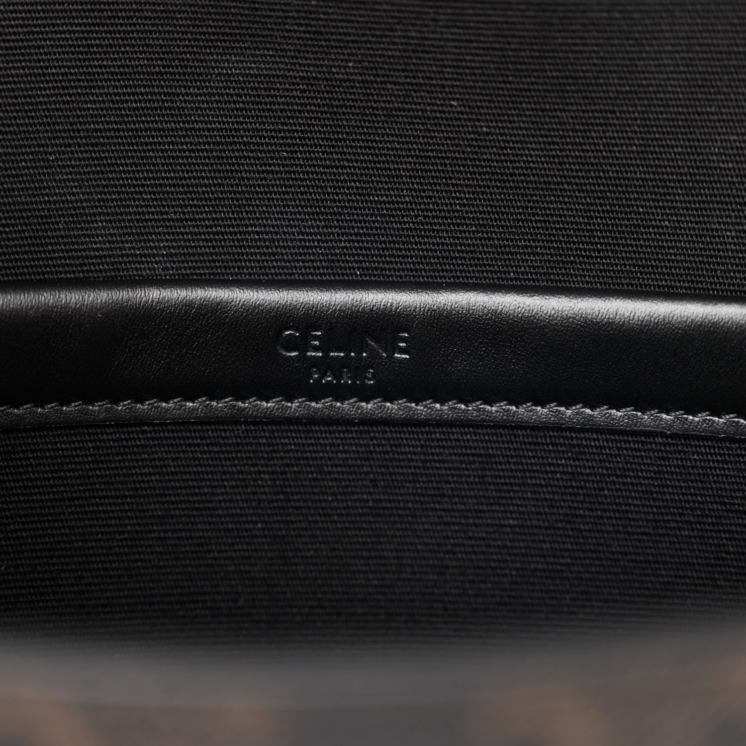Celine Triomphe Canvas Calfskin Flap Messenger Bag Black 6 of 10
