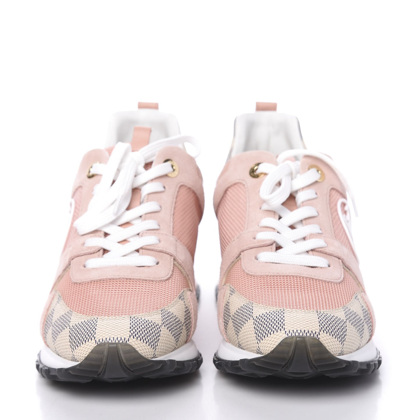 Suede Damier Azur Run Away Sneakers 37.5 Pink