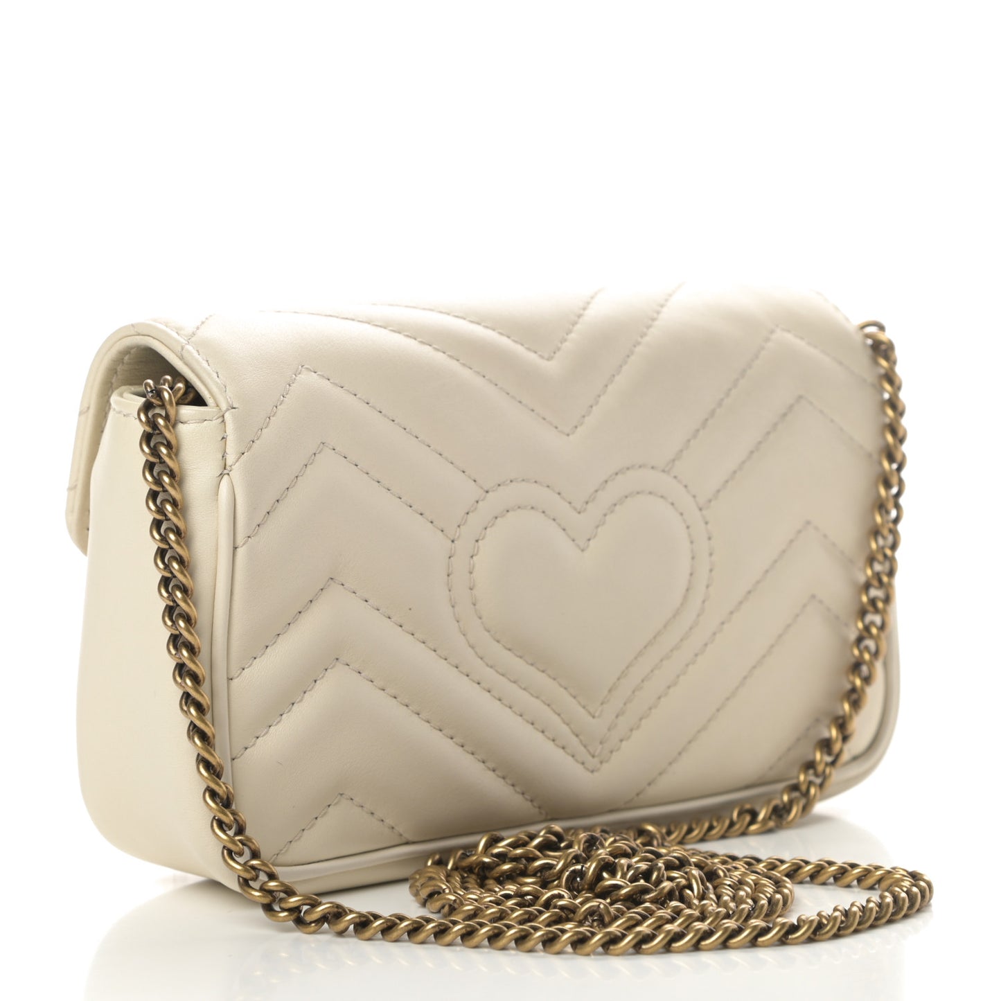 Calfskin Matelasse Super Mini GG Marmont Shoulder Bag White