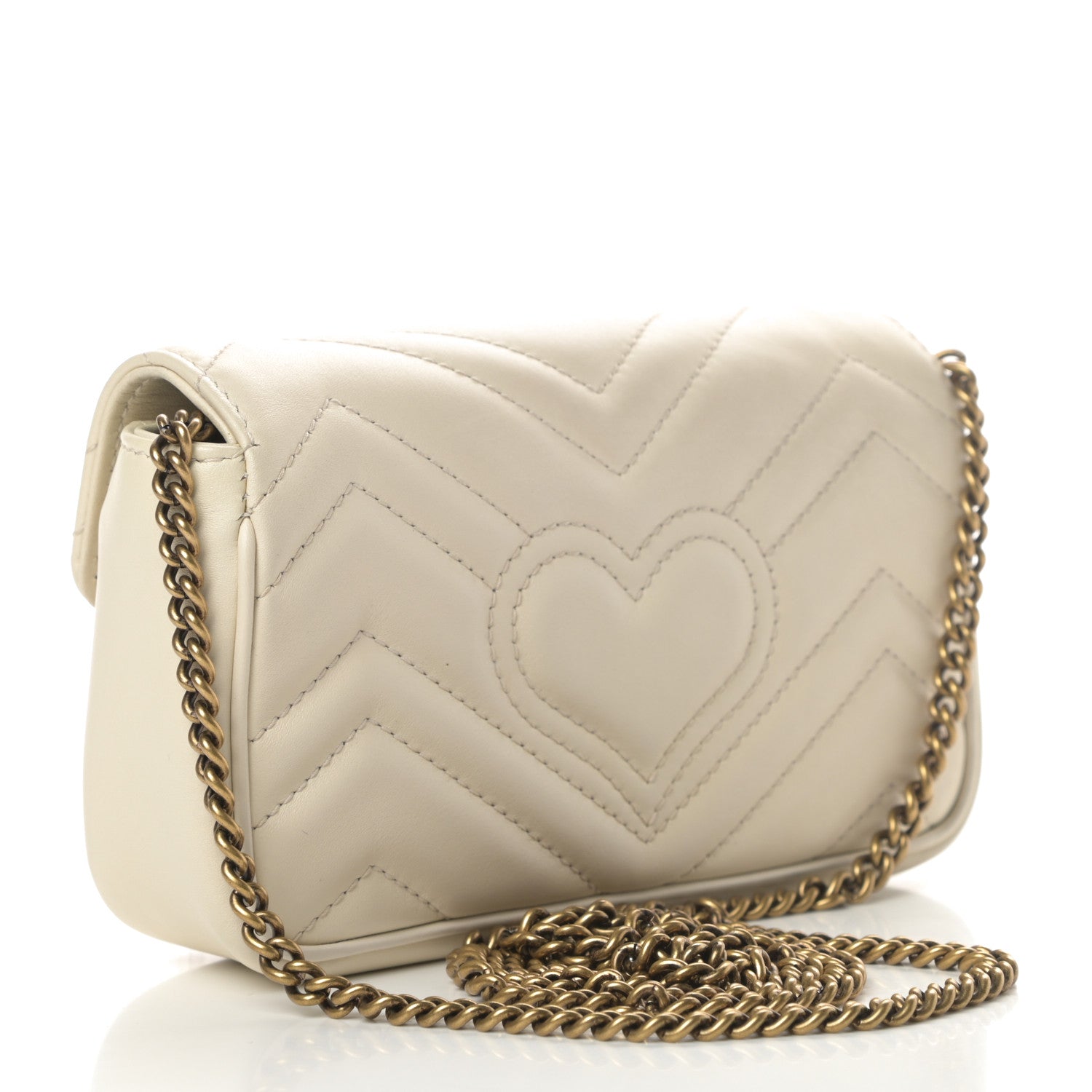 Gucci Calfskin Matelasse Super Mini GG Marmont Shoulder Bag White 3 of 11