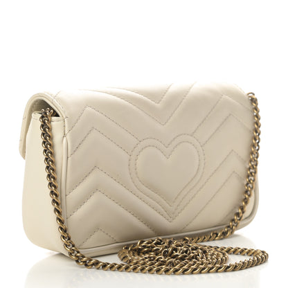 Gucci Calfskin Matelasse Super Mini GG Marmont Shoulder Bag White 3 of 11