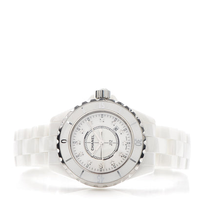 Chanel Stainless Steel Ceramic Diamond 33mm J12 Quartz Watch White 2 of 4
