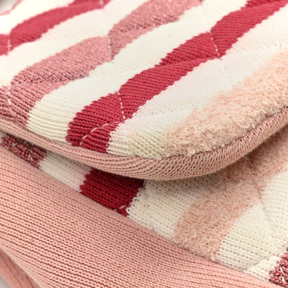 Chanel Jersey Felt Quilted Jumbo Flap Red White Pink 10 of 12