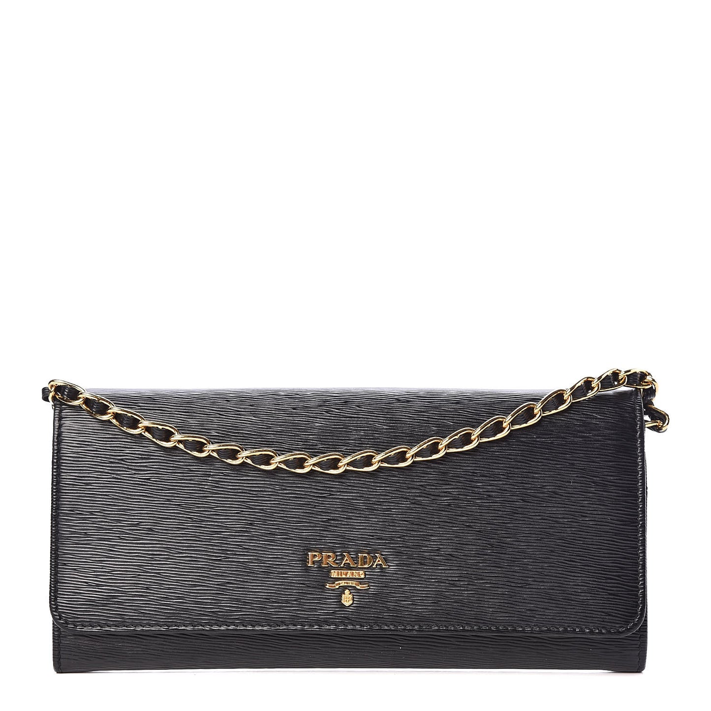 Vitello Move Metal Oro Chain Wallet Black