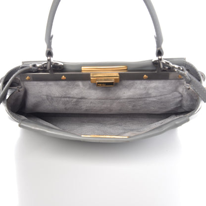Fendi Vitello Suede Medium Peekaboo Iconic Satchel Grigio Chiaro 6 of 12
