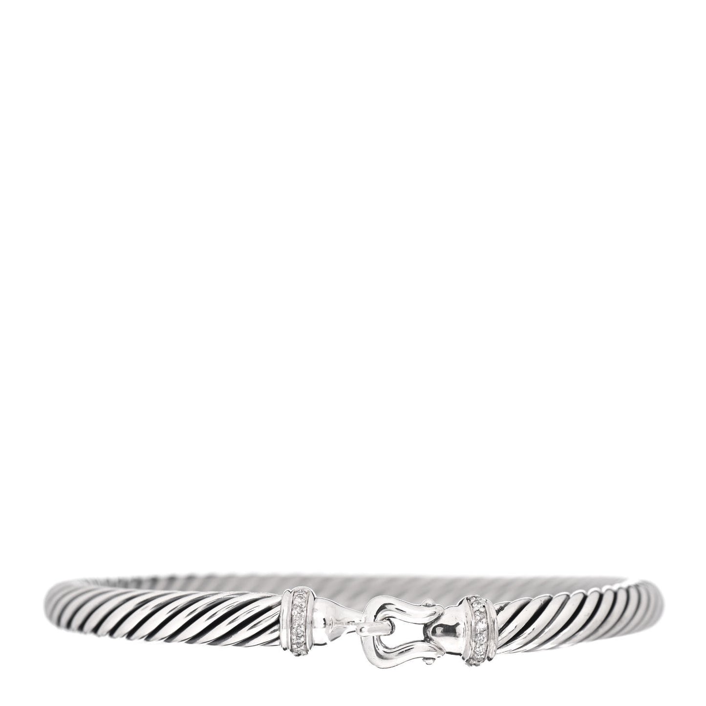 Sterling Silver Diamond 5mm Cable Buckle Bracelet