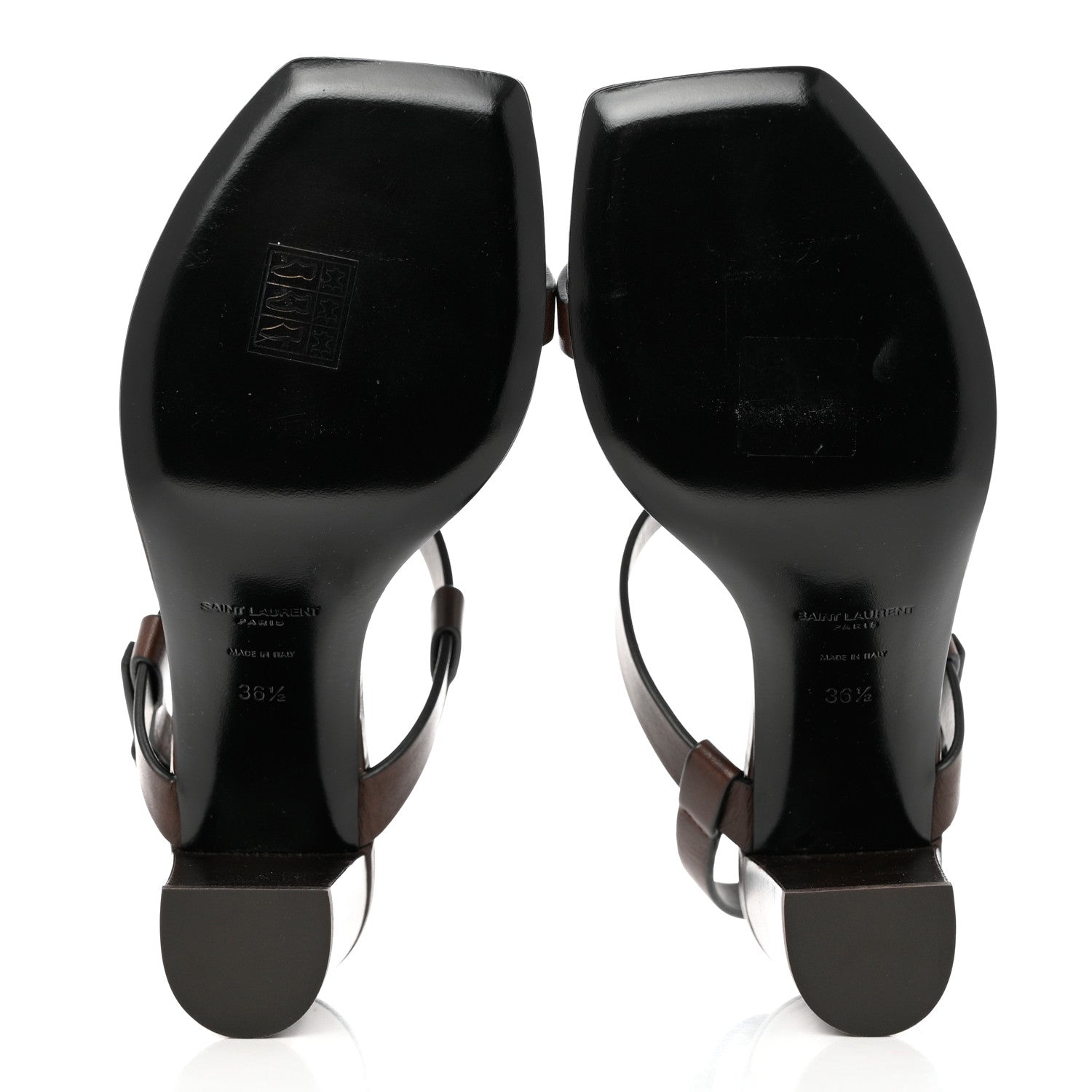 Saint Laurent Calfskin Cassandra Sandals 36.5 Brown 5 of 12