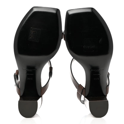 Saint Laurent Calfskin Cassandra Sandals 36.5 Brown 5 of 12