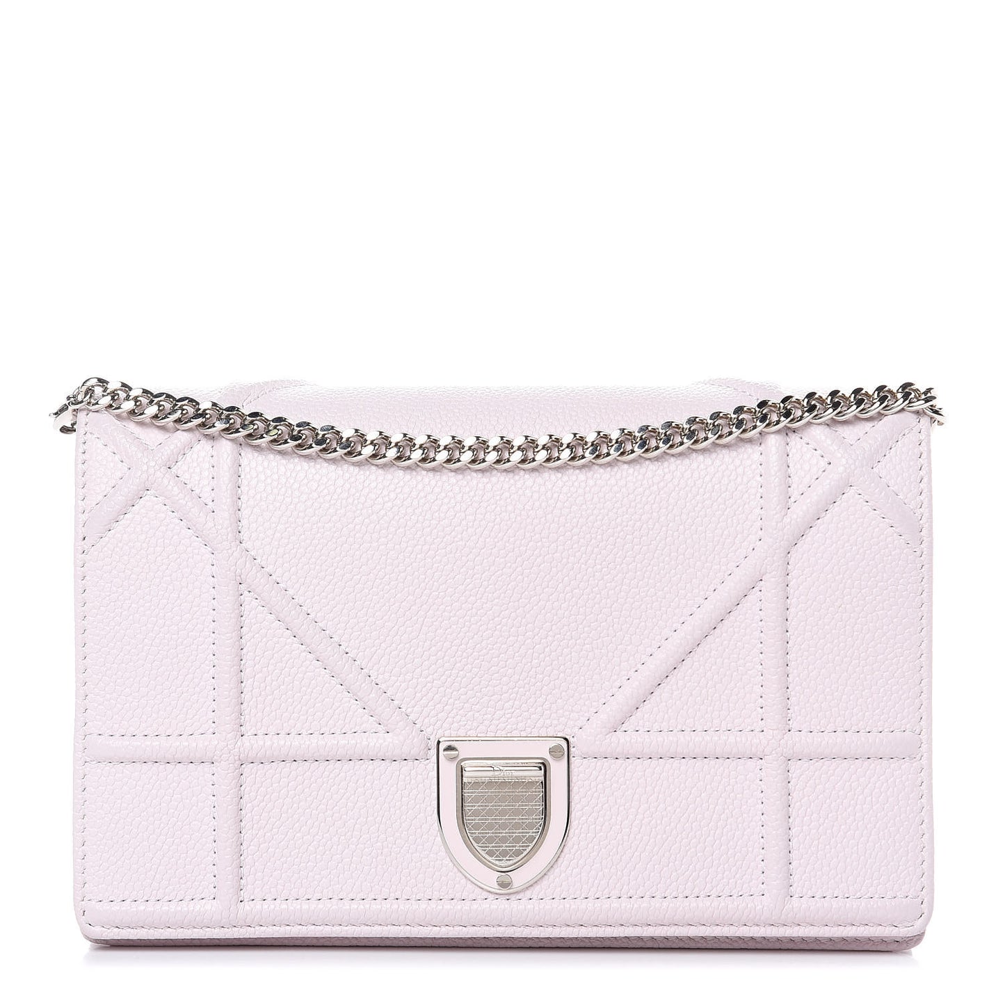 Grained Calfskin Diorama Wallet on Chain Pouch Rose Poudre