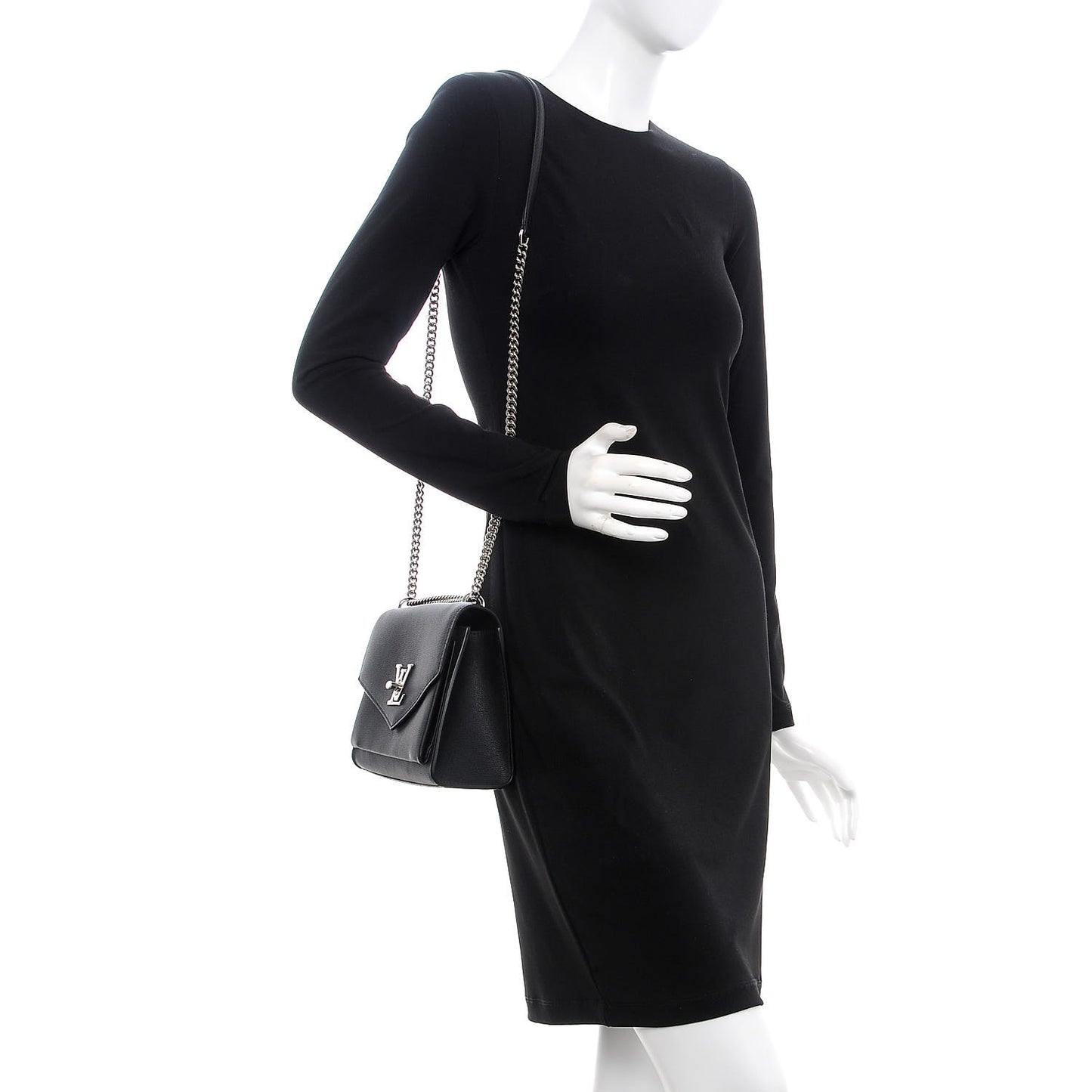Soft Calfskin My Lockme Chain Bag BB Black